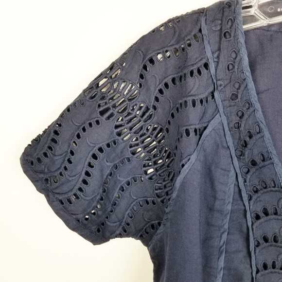 J CREW Blue Cotton Delaney Eyelet Top - Picture 6 of 7